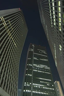 Shinjuku Prints: Nightime skyscrapers and city buildings