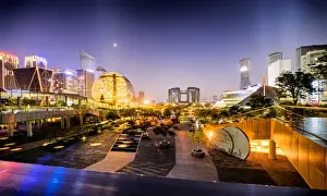 Hangzhou Prints: Nightly display of light, color and futuristic architecture in Jianggan district of Hangzhou