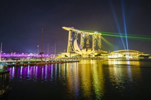 The nightly light and laser show in Marina Bay from the Marina Bay Sands, Singapore