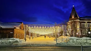Walkway Prints: Nightshot of Salekhard, Yamal Peninsula, Russia