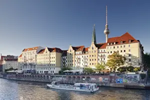 Television Tower Prints: Nikolaiviertel Quarter, Spree River and Berliner Fernsehturm TV Tower, Berlin, Germany