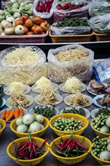 Vegetables Prints: Nonthaburi Market, Bangkok, Thailand, Southeast Asia, Asia