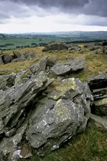 Austwick Prints: Norber erratics near Austwick, erratic boulders left on limestone pavement by erosion