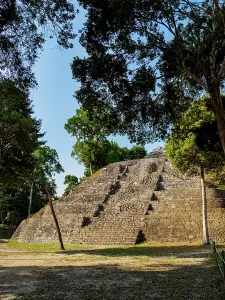 Visiting Prints: North Acropolis at Yaxha shows ancient architecture and natural setting in Guatemala's archaeological site