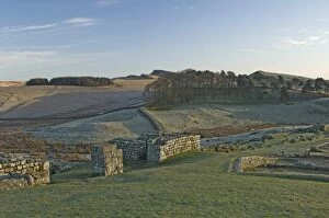 Housesteads Fort Collection: North gateway looking east to Kings Hill and Sewingshields Crag, Housesteads Roman Fort