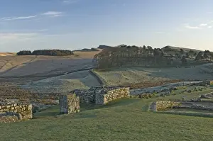Kings Hill Prints: North gateway looking east to Kings Hill and Sewingshields Crag, Housesteads Roman Fort
