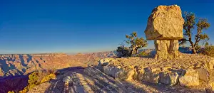 A northeast panorama of the Grand Canyon from Shoshone Point at sundown, with Shoshone