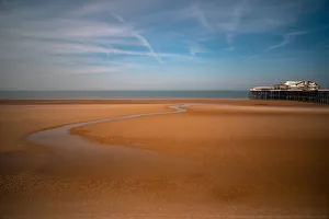Lancashire Prints: Northern Victorian Pier, Blackpool Beach, Blackpool, Lancashire, England, United Kingdom