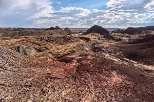 Study Prints: Northside view of the Teepees in Petrified Forest National Park showing colorful rock formations in Arizona