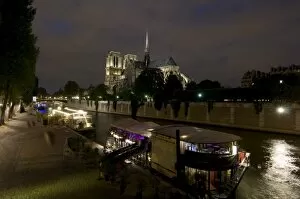 Notre Dame Cathedral at dusk, Paris, France, Europe