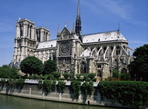 Pari Prints: Notre Dame cathedral from the Left Bank, Paris, France, Europe