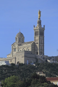 Marseille Prints: Notre Dame de la Garde church, Marseilles, Bouches du Rhone, Provence, France, Europe