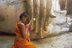 Child Prints: Novice Buddhist monk and Phra Atchana Buddha statue