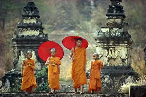 Umbrella Prints: Novice Buddhist monks