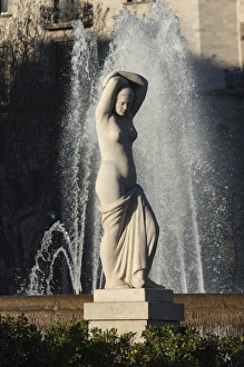 Water Feature Prints: Nude statue, Placa de Lesseps, Barcelona, Catalunya, Spain, Europe