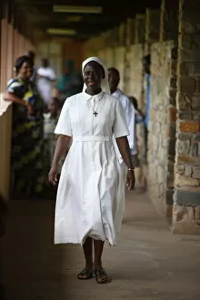 Nun in Dzogbegan Benedictine Abbey, Danyi Dzogbegan, Togo, West Africa, Africa
