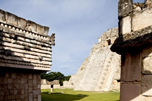 Images Dated 29th October 2009: The Nunnery Quadrangle with the Pyramid of the Magician in the background