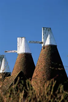 Roof Top Prints: Oast house roofs, Chiddingstone, Kent, England, United Kingdom (U. K. ), Europe