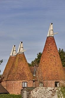 Oast houses, originally used to dry hops in beer-making, converted into farmhouse