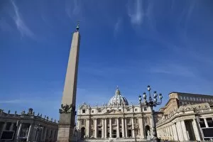 Obelisk and St. Peters Basilica, Piazza San Pietro, Vatican City, Rome