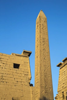 Obelisk Prints: Oblelisk at temple entrance, Luxor Temple, UNESCO World Heritage Site, Luxor, Egypt