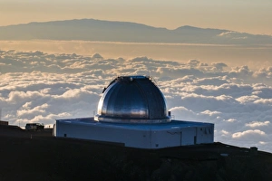Meteorology Prints: Observatory on Mauna Kea at sunset, Big Island, Hawaii, United States of America, Pacific