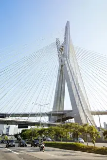 Octavio Frias de Oliveira Bridge by Joao Valente Filho in the Brooklin district of Sao Paulo