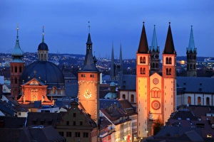 Franconia Prints: Od Town with cathedral, Wurzburg, Franconia, Bavaria, Germany, Europe