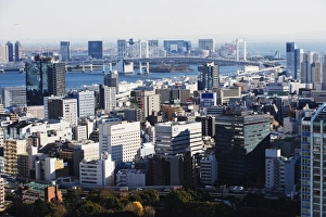 Tokyo Bay Prints: Odaiba and Tokyo Bay skyline view from Tokyo Tower, Tokyo, Japan, Asia