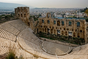 Athens Prints: Odeon of Herodes Atticus, ancient open theater, Acropolis, UNESCO, Athens, Greece