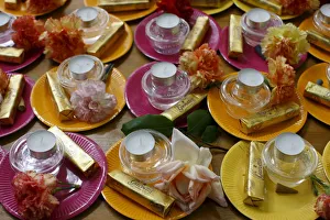 Offerings Prints: Offerings in Khanh Anh temple, Evry, Essonne, Ile-de-France, France, Europe