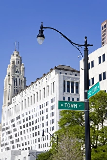 Street Sign Prints: Ohio Judicial Center and Leveque Tower, Columbus, Ohio, United States of America