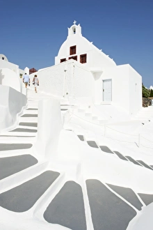 Stair Case Prints: Oia (Ia) village, Santorini, Cyclades, Greek Islands, Greece, Europe