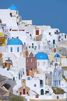 Terrace Prints: Oia, Santorini, Cyclades, Greek Islands, Greece, Europe