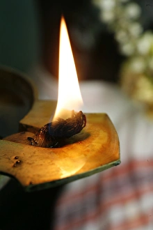 Lamps Prints: Oil lamp, Sri Maha Mariamman temple, Penang, Malaysia, Southeast Asia, Asia