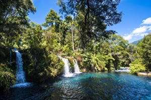 Southern Chile Prints: Ojos del Calburga waterfalls near Pucon, southern Chile, South America