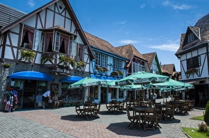 Pavement Cafes Prints: Oktoberfest area in the German town of Blumenau, Brazil, South America