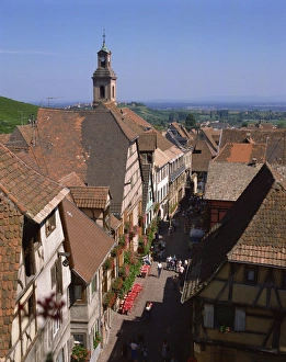 Riquewihr Prints: Old 16th and 17th century houses of wine-growers, Riquewihr, Alsace, France, Europe