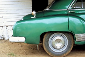 Pinar Del Rio Prints: Detail of old American car, Vinales Valley, Pinar Del Rio province, Cuba