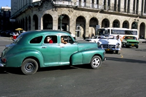 Congestion Prints: Old American cars, Havana, Cuba, West Indies, Central America