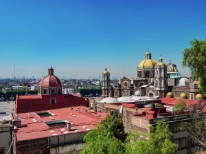 Guadalupe Prints: Old Basilica of Guadalupe, elevated view, Villa de Guadalupe, Mexico City, Mexico
