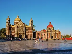 Guadalupe Prints: Old Basilica of Guadalupe and Temple and Convent of Las Capuchinas at sunset