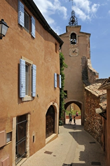 Roussillon Prints: Old bell tower in the ochre coloured town of Roussillon, Parc Naturel Regional du Luberon