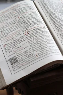 Books Prints: Old Bible in Latin, Sallanches, Haute-Savoie, France, Europe