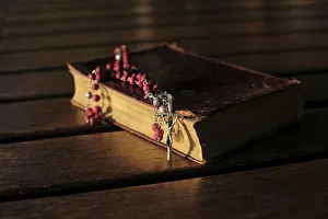 Rosaries Prints: Old Bible and rosary, Madikwe, South Africa, Africa