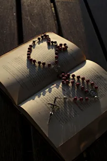 Rosaries Prints: Old Bible and rosary, Madikwe, South Africa, Africa