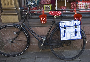 Images Dated 9th April 2008: Old bicycle with a Delft design saddlebag. Amsterdam, Netherlands, Europe