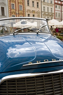 Images Dated 29th May 2007: Old blue Skoda car, Old Town, Prague, Czech Republic, Europe