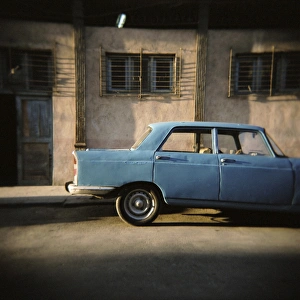 Crash Prints: Old blue Soviet car, Havana, Cuba, West Indies, Central America