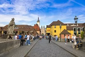 Bavaria Gallery: Old Bridge, Townhall and cathedral, Wurzburg, Franconia, Bavaria, Germany, Europe